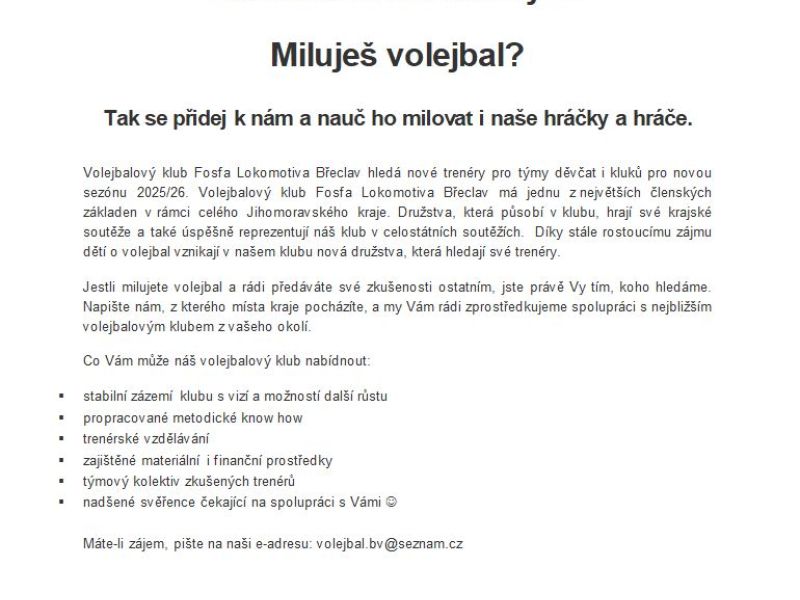 Hledáme nové trenéry :-)